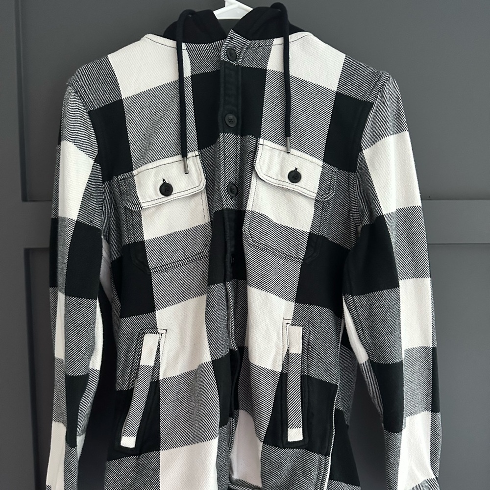 Express Mens Black Flannel Shirt Jacket